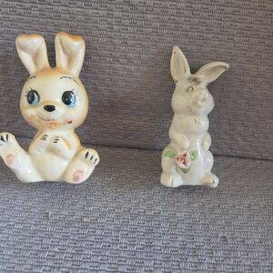 Enesco Ceramic Bunny Figurines in White, Pink, Green, Blue
